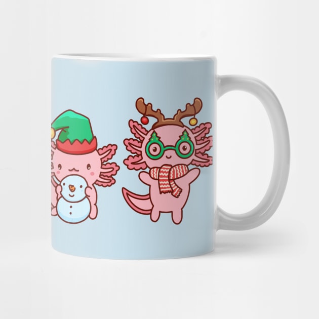 Axolotl celebrating Christmas by Tinyarts